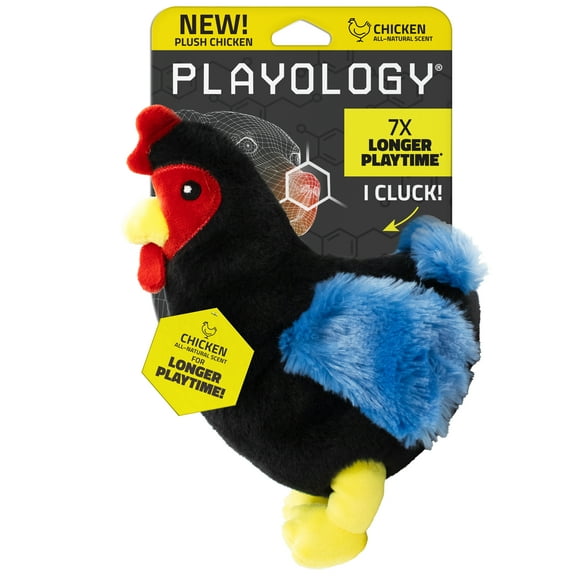 Playology Dog Toys | Interactive Stuffed Animal Hen, Chicken Scented Toy, Medium