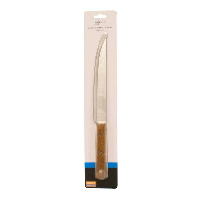 Cuchillo de Corte Mainstays de Acero Inoxidable con Mango de Madera y Espiga Completa 32.6 cm