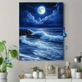 thumbnail image 4 of Ocean Wave Under Moonlight Decorative Painting/Canvas Art， Suitable for Living Room， and Gallery Walls. Full Moon Sea Wave Decor Art Painting., 4 of 8