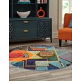 thumbnail image 3 of Rugs.com Haerfest Collection Rug – 8 Ft Round Multi Low Rug Perfect For Kitchens, Dining Rooms, 3 of 9