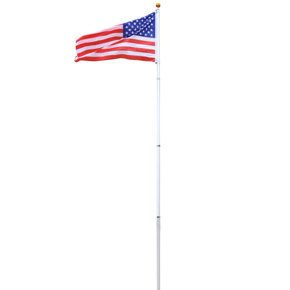 Flag Poles for Outside House, 25FT Sectional Flag Pole Kit, Extra Thick Heavy Duty Aluminum Flagpole, Outdoor Inground Flag Poles with Topper Balls for Yard, Residential or Commercial