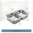 thumbnail image 3 of Moen Gs20210 2000 Series 31-3/4" Undermount Double Basin Stainless Steel Kitchen Sink -, 3 of 7