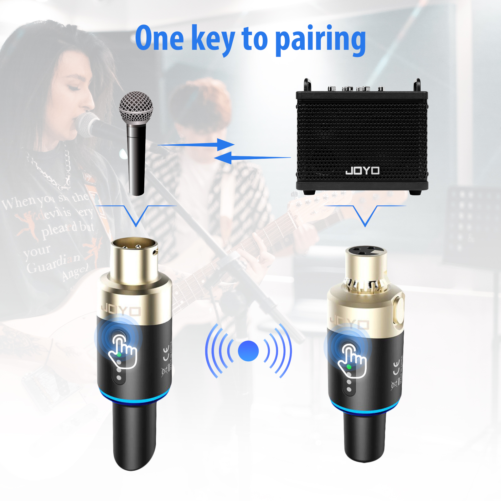 JOYO 5.8GHz Microphone Wireless System Transmitter & Receiver 4 Channels Dynamic MW-1