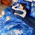 thumbnail image 5 of Manfei Fantasy Dolphin Bedding Comforter Set for Kids Boys and Girls, Romantic Ocean Print King Bedding Sets, Navy Reversible 7-Piece, 5 of 6