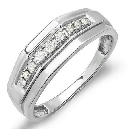 0.25 Carat (ctw) Sterling Silver White Diamond Mens Wedding Anniversary Band 1/4 CT