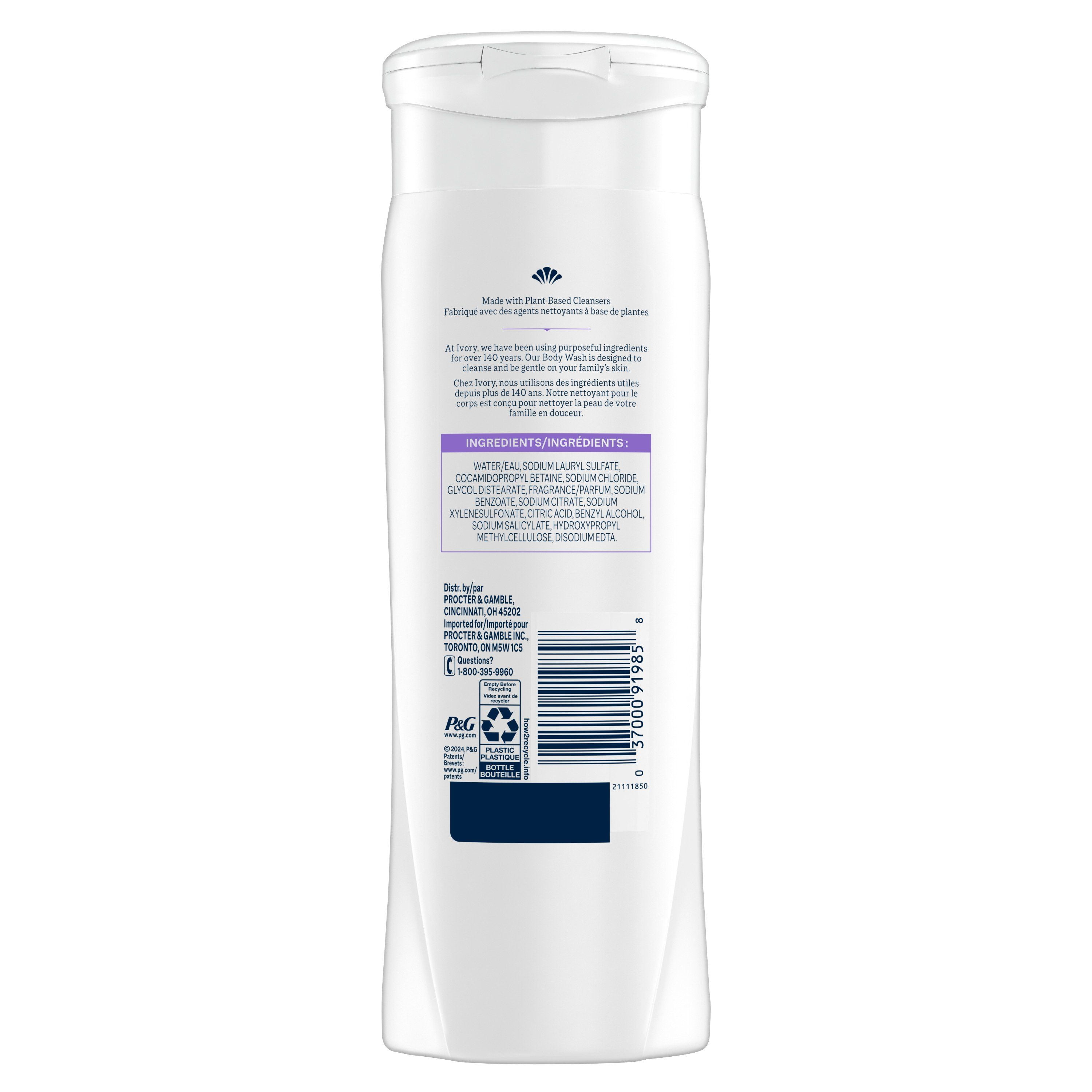 Ivory Mild & Gentle Body Wash, Lavender Scent, 621ML