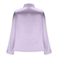 thumbnail image 5 of Women's Satin Cowl Neck Long Sleeve Blouse Elegant Silky Formal Office Top for Work, Business Purple L, 5 of 5