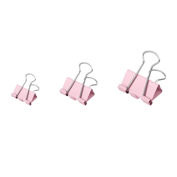 Dvjoy 100 Count Binder Clips Assorted Sizes, Paper Binder Clips (0.6inch 0.75inch 1inch), Metal Paper Clamps for Office and Home pink binder clips (Pink)