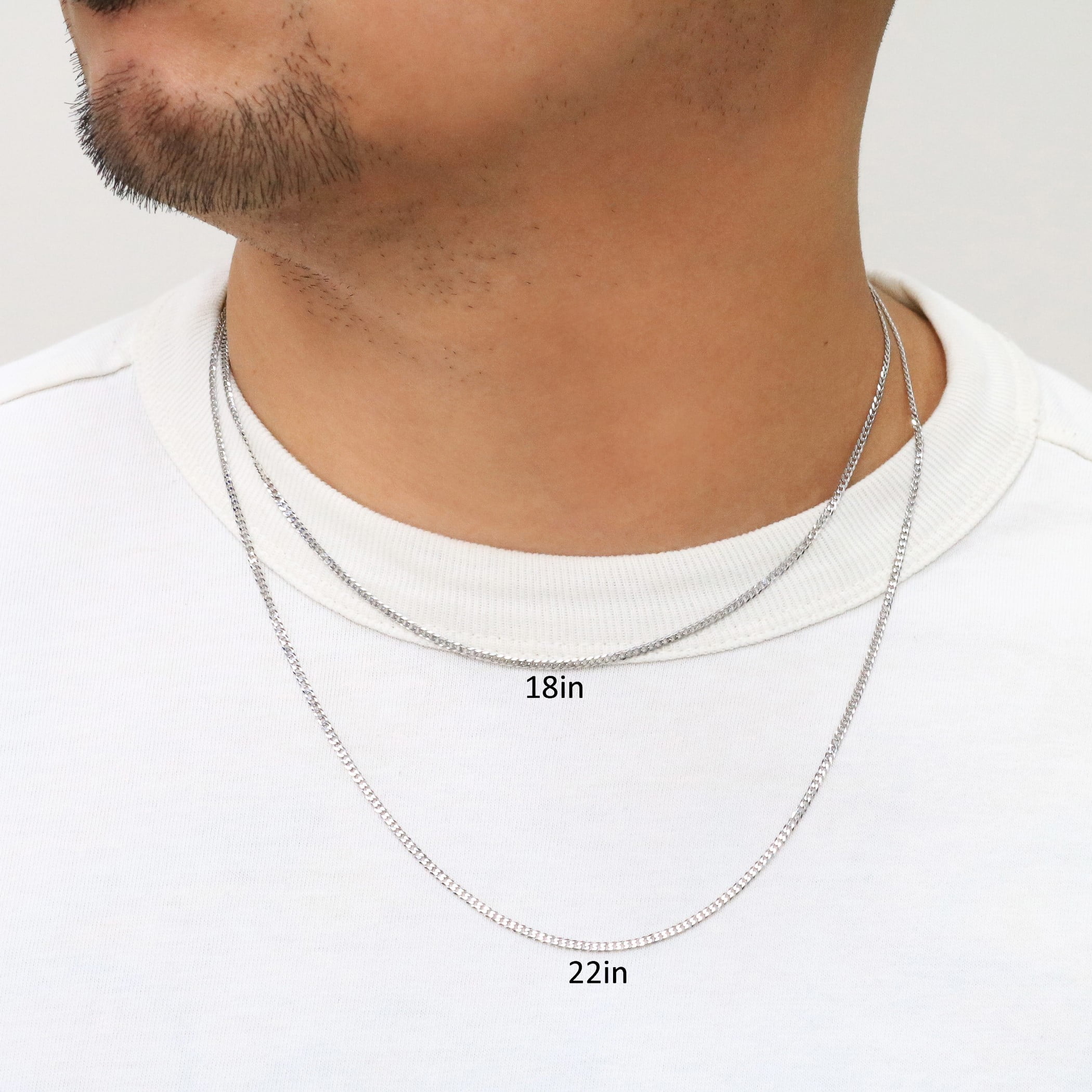 Nuragold 14K Real White Gold Solid Cuban Curb Link Chain Necklace 16"-30" (2mm-8mm) Italian Jewelry for Men & Women