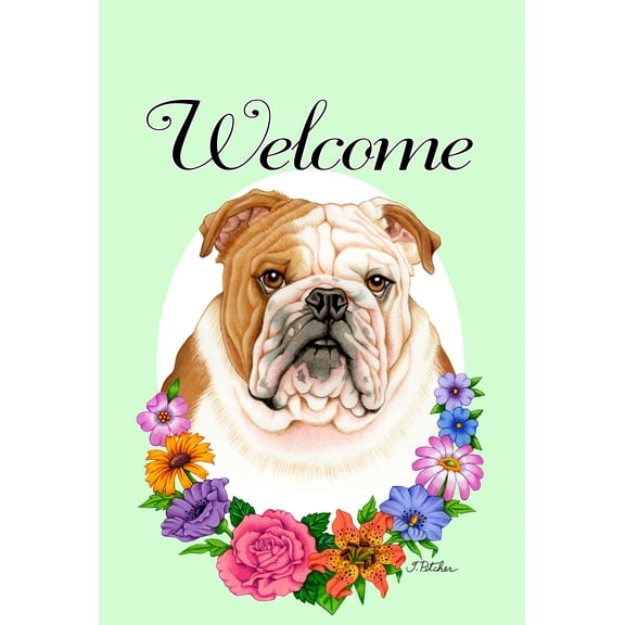 Bulldog - Best of Breed Welcome Flowers House Flags