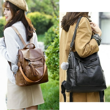 2019 Anti-theft Women Leather Backpack Travel Girl Handbag Shoulder