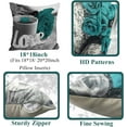 thumbnail image 4 of Teal Throw Pillows Covers for Couch 18x18 Set of 4 Flower Teal Decorative Throw Pillows Rose Dark Turquoise Pillows Covers for Bed Living Room Decor Linen Pillow Covers Spring Summer (Teal), 4 of 6