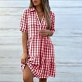 thumbnail image 5 of Atogsazn Womens Summer Striped Mini Dress Casual V Neck Button Short Sleeve Flowy Dresses A-Line Sundress Red XXL Fashion, 5 of 7