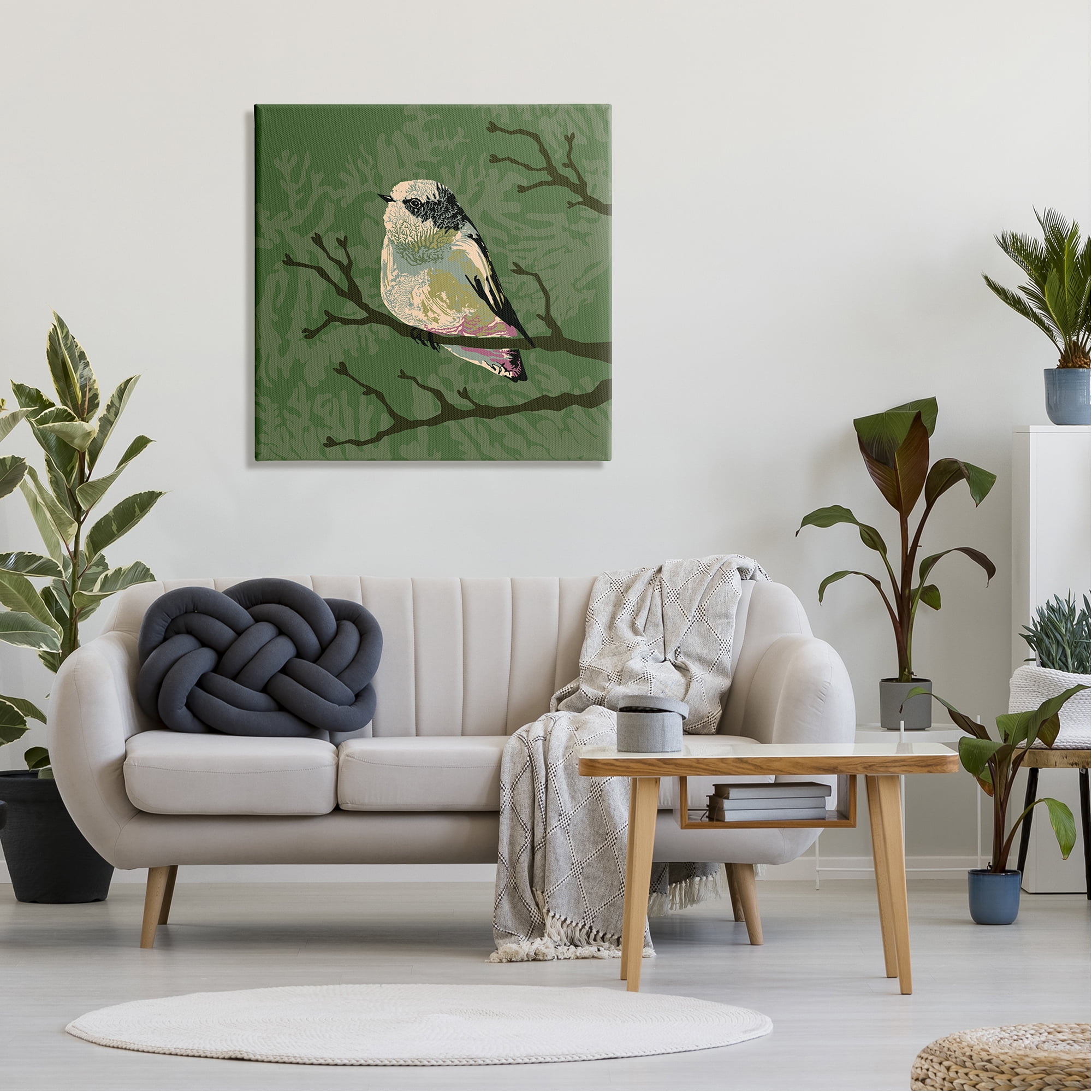 Stupell Industries Bird Perched on Tree Branch Wildlife Animal Portrait Graphic Art Gallery Wrapped Canvas Print Wall Art, Design by Verbrugge Watercolor