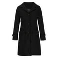 thumbnail image 4 of UTSJKR Women's Winter Wool Blend Trench Coat Casual Lapel Woolen Coats Trendy Mid-Length Single Breasted Jackets Business Dressy Work Peacoats Black L, 4 of 6
