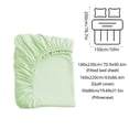 thumbnail image 3 of Disposable Bedding Set Fitted Sheet Pillowcases Flat Sheet Breathable Travel Hotel Linens Hypoallergenic Overnight Essentials, Green, JKODE, 3 of 6