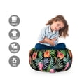 thumbnail image 2 of Hibiscus Storage Toy Bag Chair, Palm Leaves and Warm Climate Flowers in Cheery Colors, Stuffed Animal Organizer Washable Bag, Small Size, Multicolor, by Ambesonne, 2 of 3