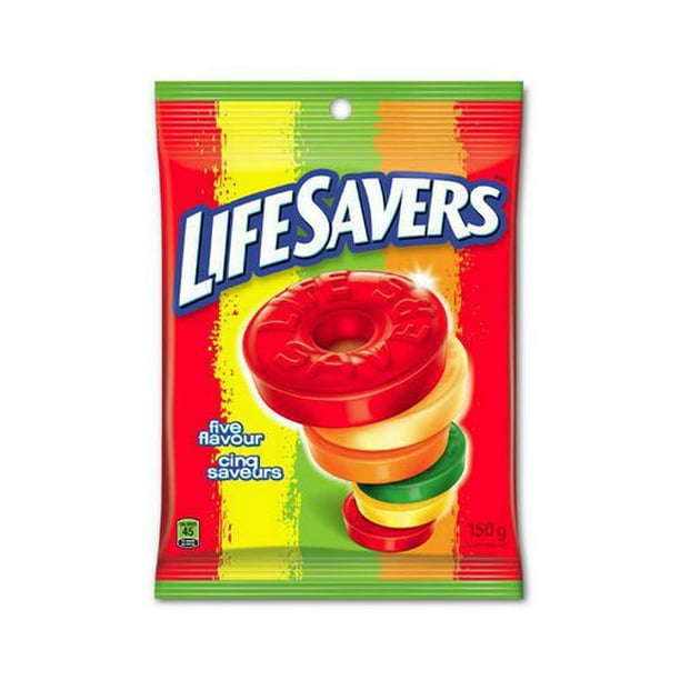 LifeSavers Cinq saveurs, saveur de fruit, bonbons durs, sac, 150 g