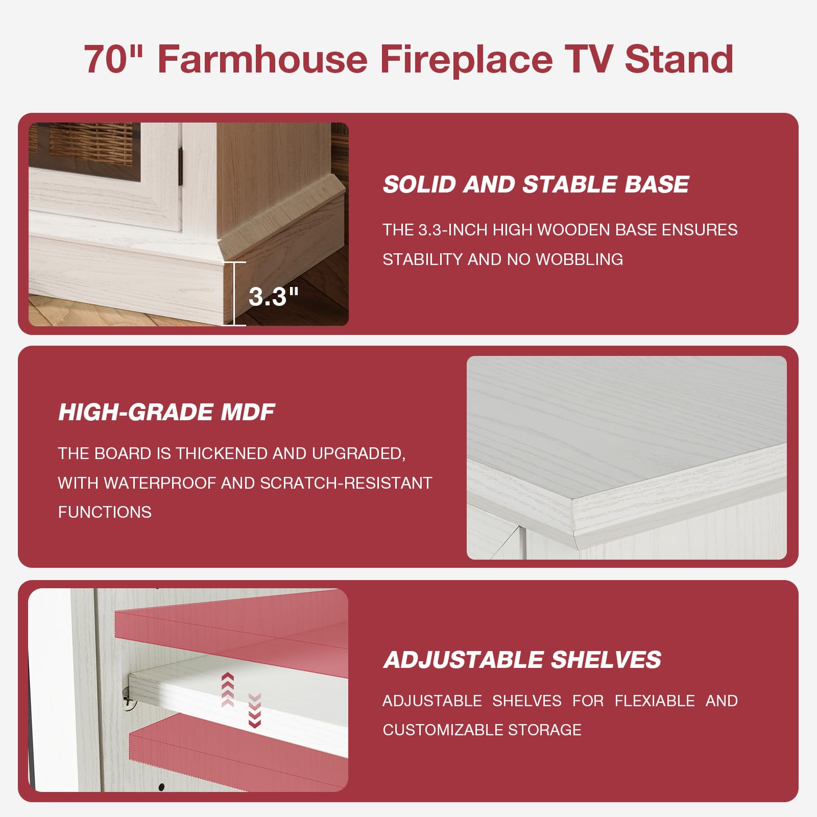 Easoger 36" Fireplace TV Stand for TVs up to 80 Inches photo 6