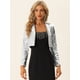 thumbnail image 4 of Blazer con Parte Delantera Abierta para Mujer con Solapa con Muescas, Manga Larga, Chaqueta de Lentejuelas Brillantes Plata M, 4 of 6