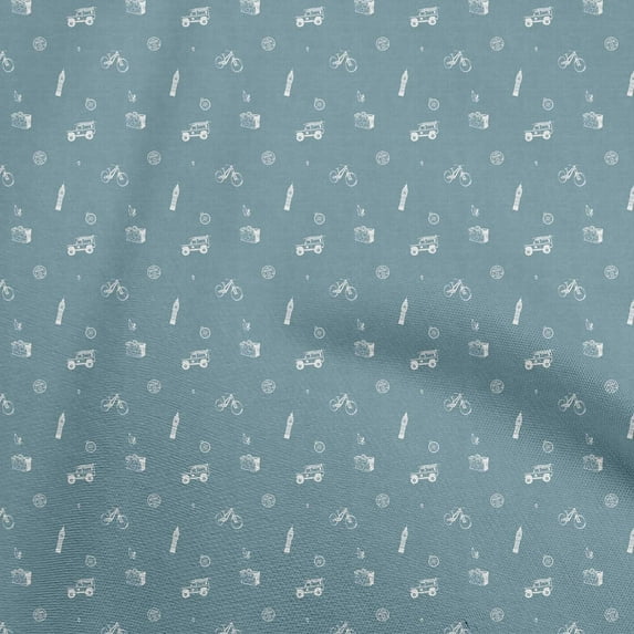 oneOone Velvet Grayish Blue Fabric Bicycle Sewing Fabric By The Yard Printed Diy Clothing Sewing Supplies 58 Inch Wide