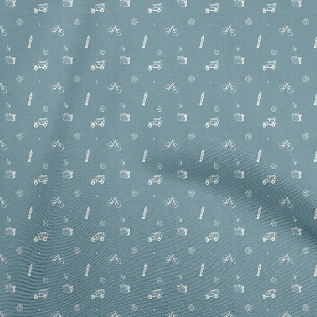 oneOone Cotton Flex Grayish Blue Fabric Bicycle Sewing Craft Projects Fabric Prints By Yard 40 Inch Wide