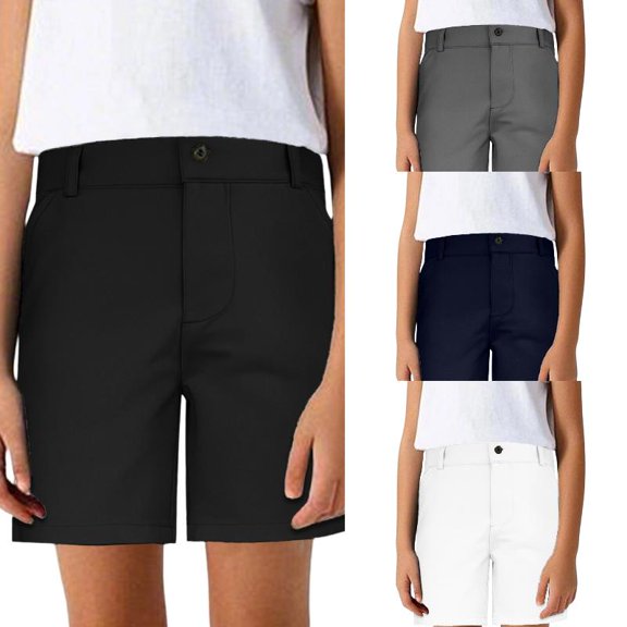 EYNMVR Youth Boys Golf Shorts Stretch School Uniform Clothes Kids Flat Front Dress Chino Hybrid Twill Casual Shorts Pockets 5-6 Years