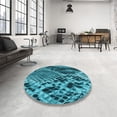 thumbnail image 3 of Ahgly Company Indoor Rectangle Patterned Bright Turquoise Blue Area Rugs, 7' x 9', 3 of 6