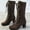 Brown, variant on POROPL Womens Boots Mid Calf Winter Lace Upretro Knight Shoes,Boots Size 4.5