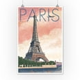 thumbnail image 2 of Paris, France, Eiffel Tower and River, Lithograph Style (12x18 Wall Art Poster, Room Decor), 2 of 3