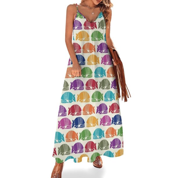 Nuevo vestido sin mangas con estampado de colores de armadillos, vestidos de cóctel, atuendos para festivales para mujeres