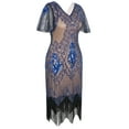 thumbnail image 3 of PrettyGuide Women's 1920s Dress Sequin Art Deco Flapper Dress with Sleeve, 3 of 7
