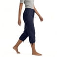 thumbnail image 4 of Nestiefly Cotton Linen Capri Pants for Women Petite Summer Pedal Capris 2026 Elastic High Waist Wide Leg Crop Trouser with Pockets Navy 2XL, 4 of 7