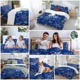 thumbnail image 5 of Christmas Snowflake Comforter Set Full Size, Blue Gold Watercolor Decoration Soft Bedding Set for Man Woman, 4 Pieces Duvet Cover Set with Fitted Sheet, 2 Pillowcases, 5 of 9