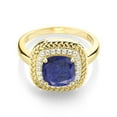 thumbnail image 2 of Gem Stone King 2.00 Ct Cushion Blue Lapis 18K Yellow Gold Plated Silver Ring, 2 of 4