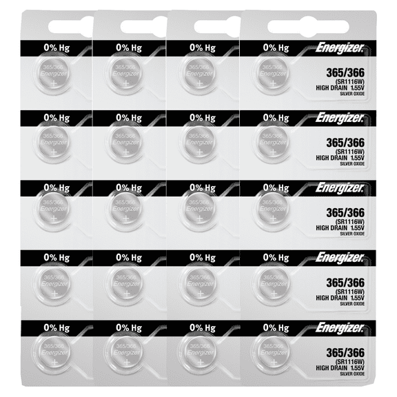 Energizer 365 SR1116W Silver Oxide Watch Battery (20 Pack)