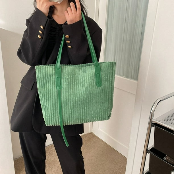 Bolso De Hombro Para Mujer Bolso Bandolera De Pana Bolso Elegante Bolso Portatil Satchel Verde