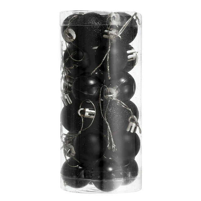 24Pcs 1.1" Bolas de Navidad Adornos Conjunto de Bolas Colgantes para Árbol de Navidad Decoración Navideña (Negro)