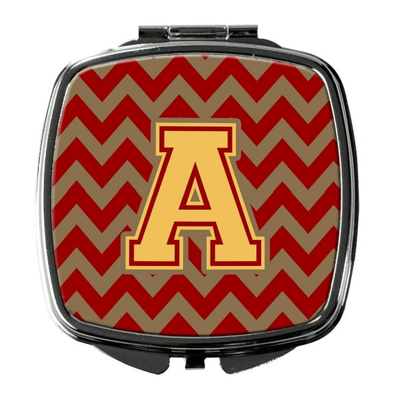 Letter A Chevron Garnet and Gold Compact Mirror