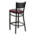 thumbnail image 5 of BizChair 2 Pk. Black Grid Back Metal Restaurant Barstool - Burgundy Vinyl Seat, 5 of 8