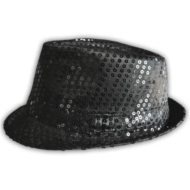 Western Fashion Chapeau Fedora à Sequins (Noir)