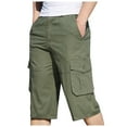 thumbnail image 2 of JingHai Cargo Work Shorts Men's 3/4 Capri Shorts Below Knee Cotton Casual Long Inseam Short Pants with Multi Pockets Green XL, 2 of 6