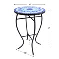 thumbnail image 3 of 14 Inch Round Side Table with Ceramic Tile Top for Garden Patio Living Room More, Blue, 3 of 9
