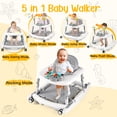 thumbnail image 6 of 5 in 1 Anti-Rollover Foldable Baby Walker, 5 Adjustable Height Toddler Learning Walking Chair with Detachable Musical Toy, Anti-Fall Safe Infant Activity Walker - White, 6 of 8