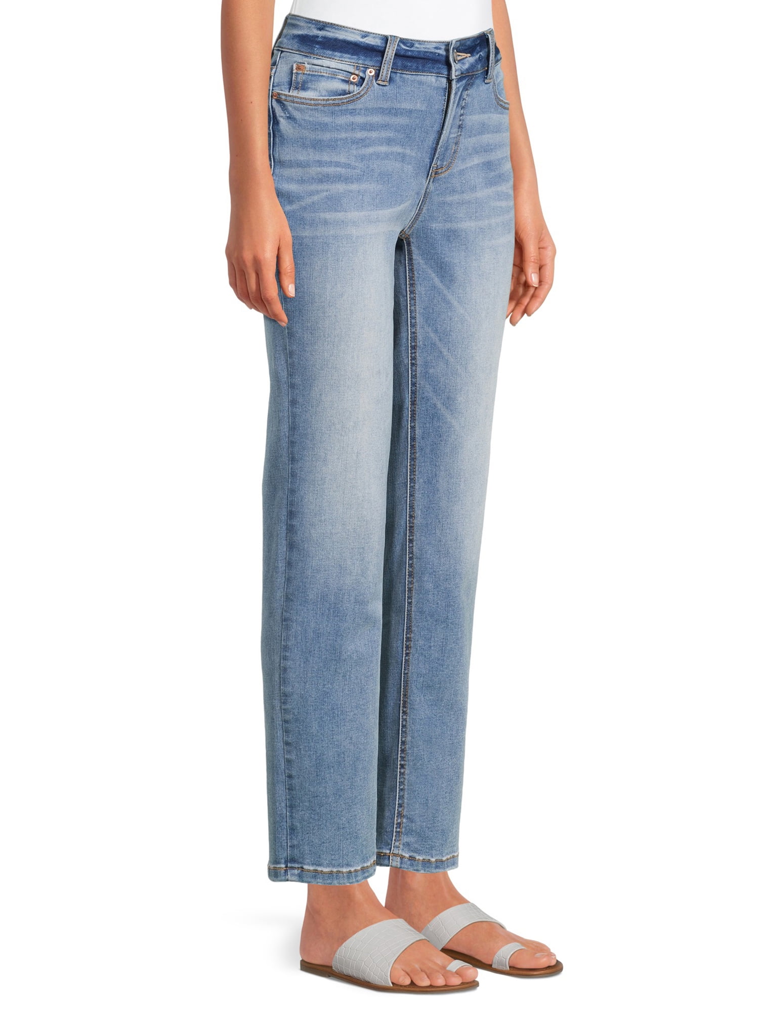 Time and Tru Women’s Mid Rise Straight Jeans, 29" Inseam for Regular, Sizes 2-18