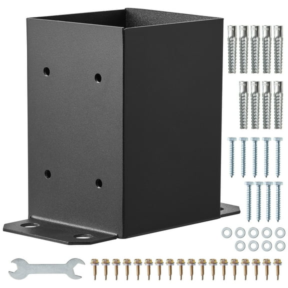 SKYSHALO 2-Pack Post Base, 3.6"x3.6" Inner Dimension, Durable Powder-Coated Anchor Brackets in Matte Black for Wood Posts, Ideal for Pavilion and Deck Railing Support