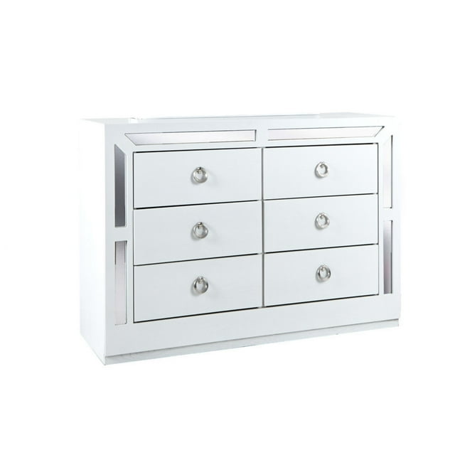 Comoda Cajonera Emilia Blanco y Plata - Kessa Muebles