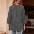 thumbnail image 4 of Qwertyu Womens Top 3/4 Sleeve T-shirts for Women Casual Crew Neck Three Quarter Length Sleeve Solid Fashion Loose Pullover Gray XL, 4 of 7