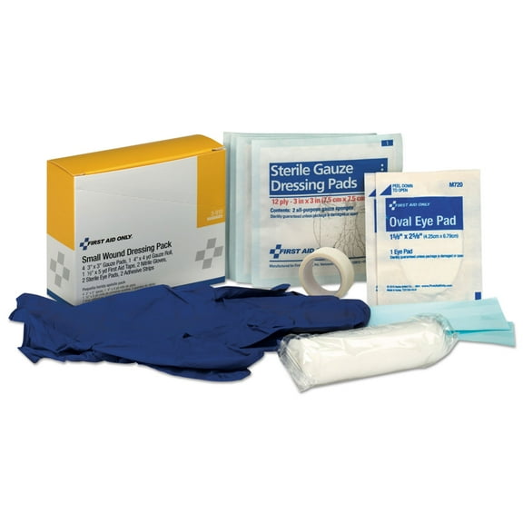 First Aid Only® Small Wound Dressing Kit, Includes Gauze, Tape, Gloves, Eye Pads, Bandages
