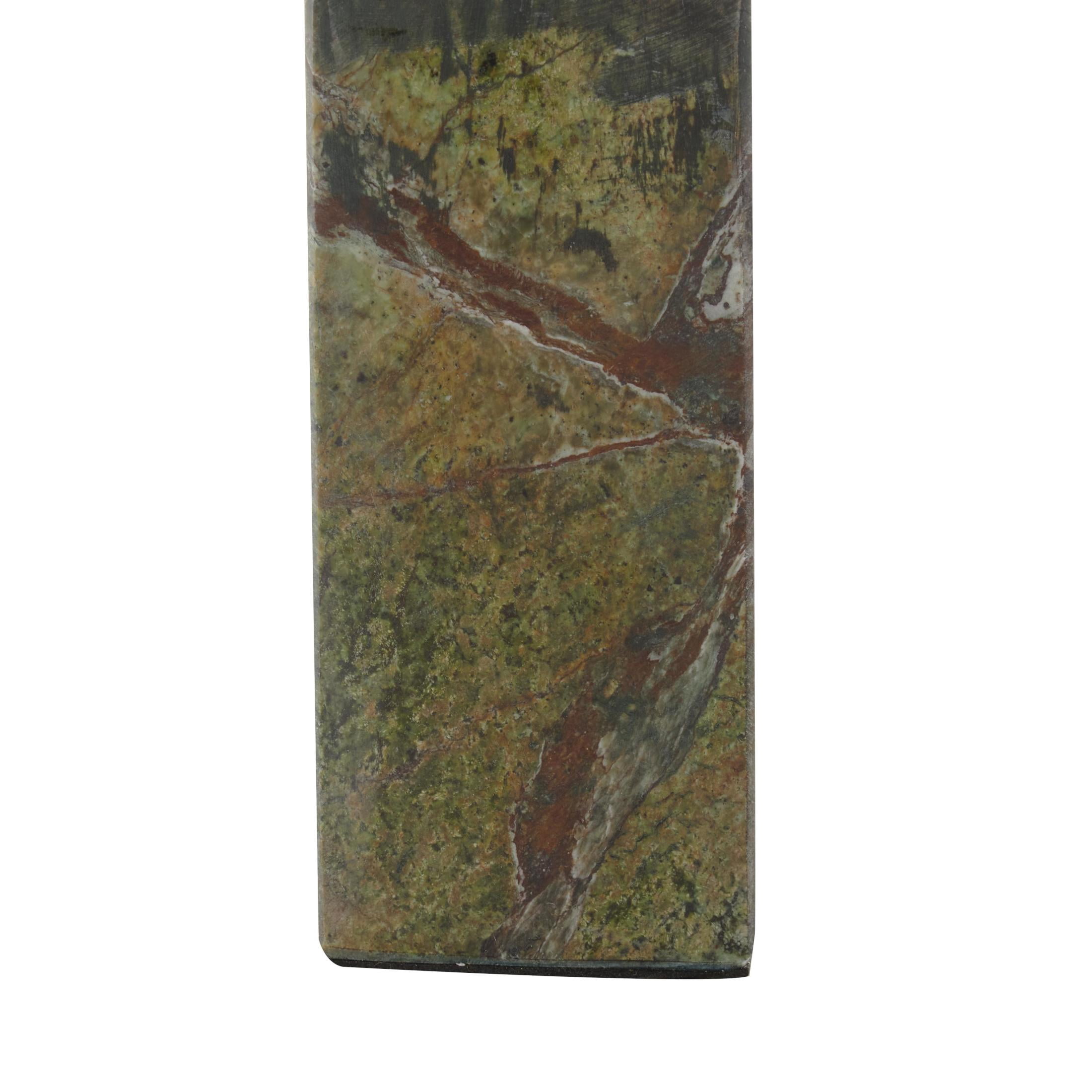 DecMode 4" Arched Geometric Green Marble Bookends (Set of 2)